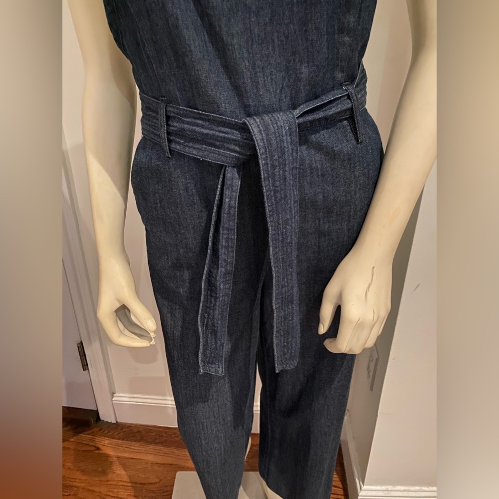 Denim Jumpsuit with Ruffle Straps